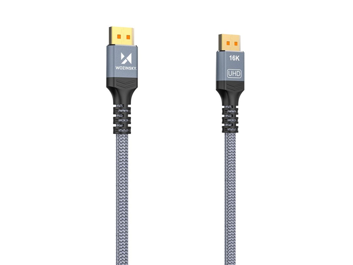 Cable Wozinsky WPS-16AYL2S DisplayPort 2.1 80 Gb/s 16K@60Hz 8K@120Hz 4K@240Hz HDR HDCP DSC - negro