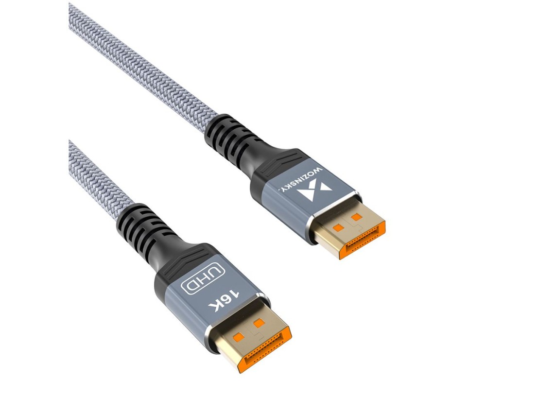 Cable Wozinsky WPS-16AYL2S DisplayPort 2.1 80 Gb/s 16K@60Hz 8K@120Hz 4K@240Hz HDR HDCP DSC - negro