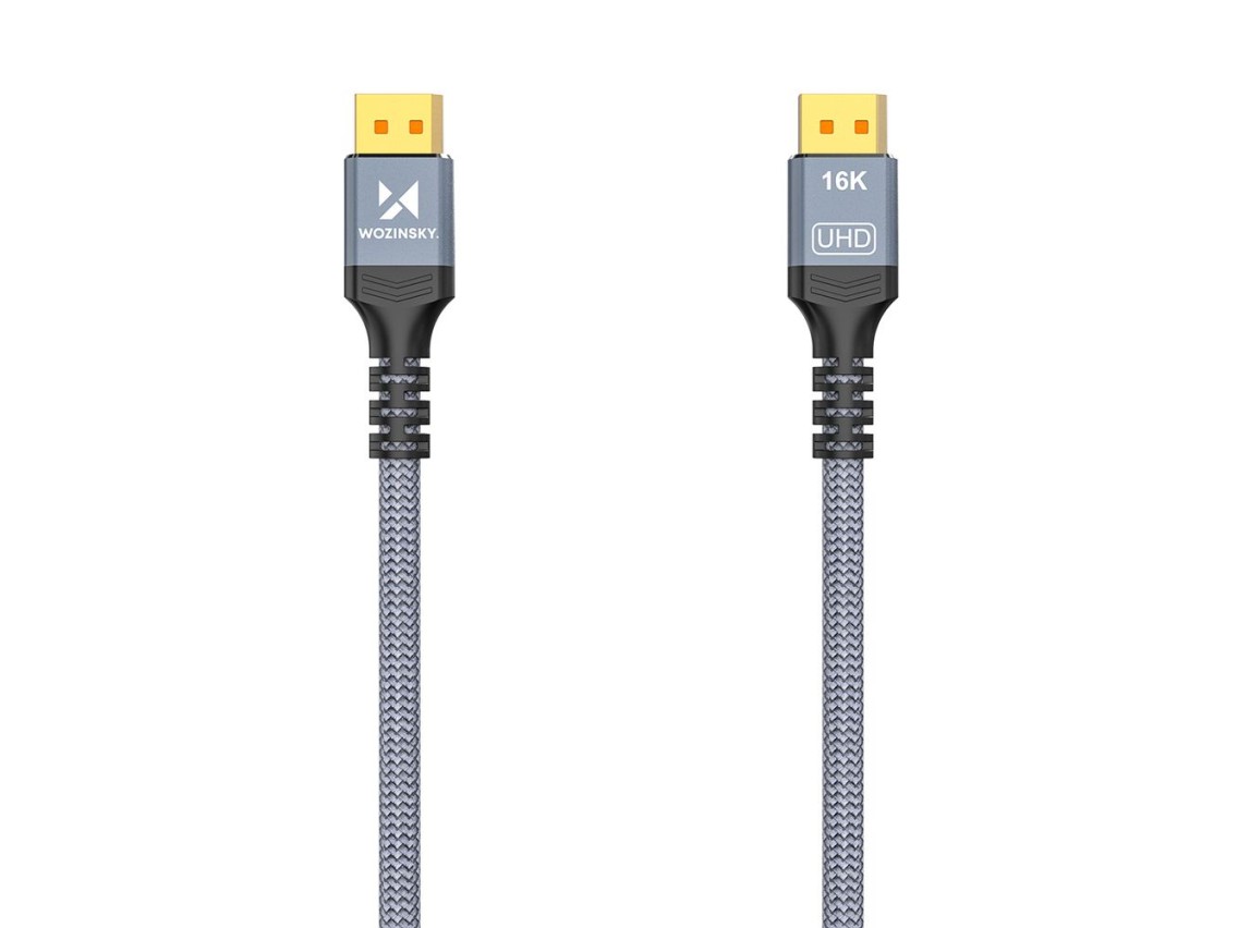 Cable Wozinsky WPS-16AYL2S DisplayPort 2.1 80 Gb/s 16K@60Hz 8K@120Hz 4K@240Hz HDR HDCP DSC - negro