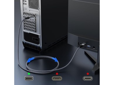 Cabo Wozinsky WPS-16AYL2S DisplayPort 2.1 80Gb/s 16K@60Hz 8K@120Hz 4K@240Hz HDR HDCP DSC - preto
