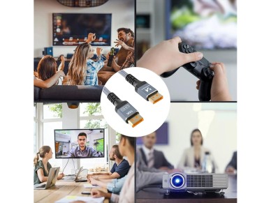 Cabo Wozinsky WPS-16AYL2S DisplayPort 2.1 80Gb/s 16K@60Hz 8K@120Hz 4K@240Hz HDR HDCP DSC - preto