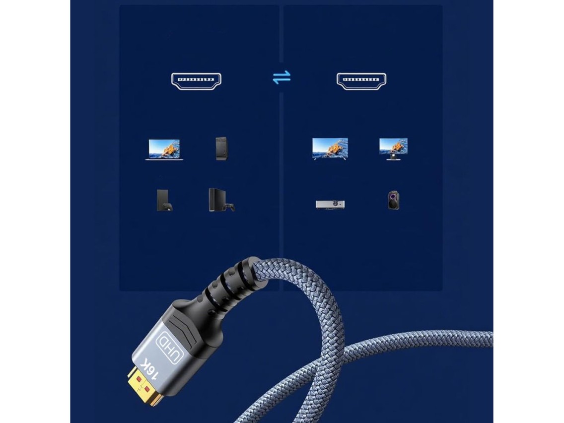 Wozinsky WPS-16AYL1S DisplayPort 2.1 Cable 80Gb/s 16K@60Hz 8K@120Hz 4K@240Hz HDR HDCP DSC 1m - Black
