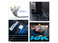 Wozinsky WPS-16AYL1S DisplayPort 2.1 Cable 80Gb/s 16K@60Hz 8K@120Hz 4K@240Hz HDR HDCP DSC 1m - Black