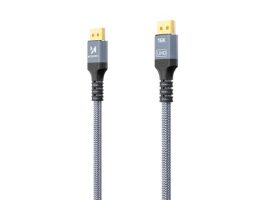 Cabo DisplayPort 2.1 Wozinsky WPS-16AYL1S 80Gb/s 16K@60Hz 8K@120Hz 4K@240Hz HDR HDCP DSC 1m - Preto