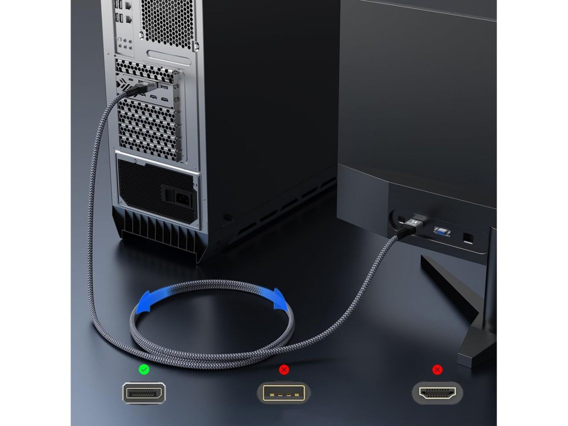 Wozinsky WPS-16AYL1S DisplayPort 2.1 Cable 80Gb/s 16K@60Hz 8K@120Hz 4K@240Hz HDR HDCP DSC 1m - Black