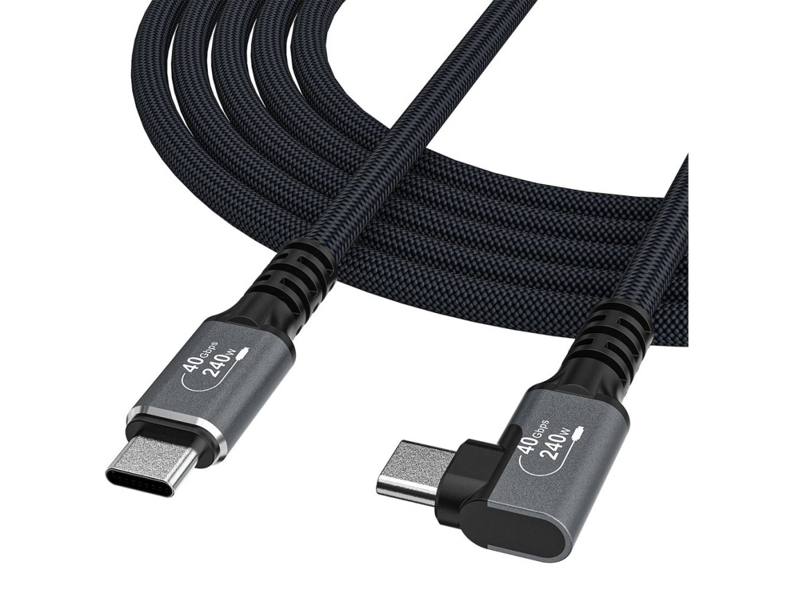 Cable angular 4K Wozinsky WPS3-UY41S USB-C USB4 de 40 Gb/s y 240 W, 1 m - Negro