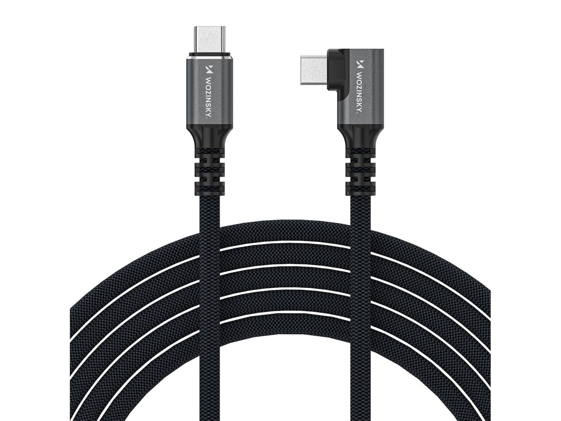 Cable angular 4K Wozinsky WPS3-UY41S USB-C USB4 de 40 Gb/s y 240 W, 1 m - Negro