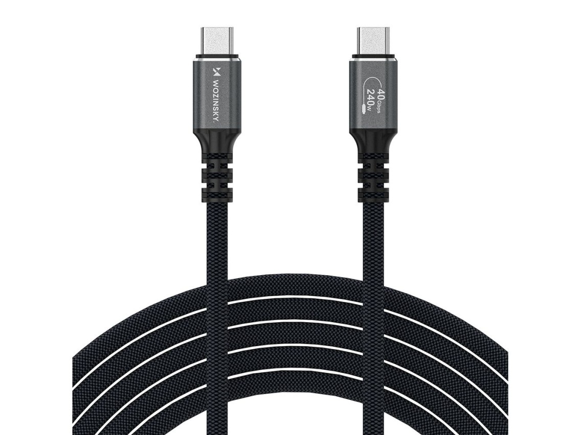 Cabo Wozinsky WPS-UY42S USB-C USB4 40Gb/s 240W 2m 4K - Preto