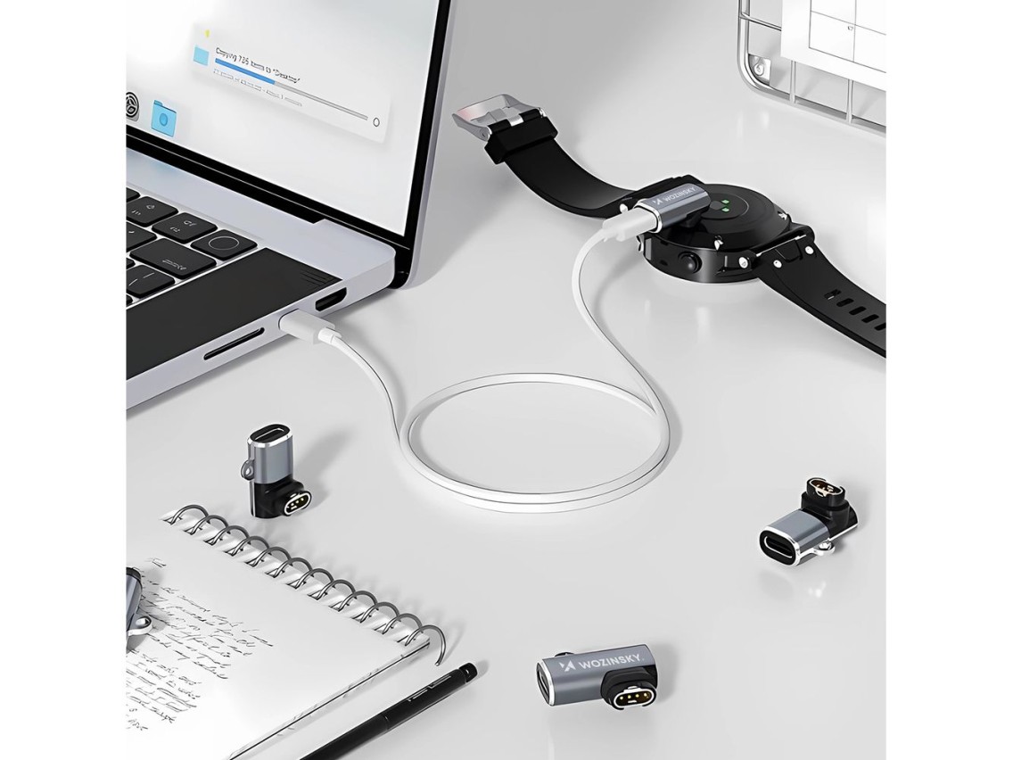 Adaptador USB-C Wozinsky WAYGS1 para smartwatch Garmin - Cinza