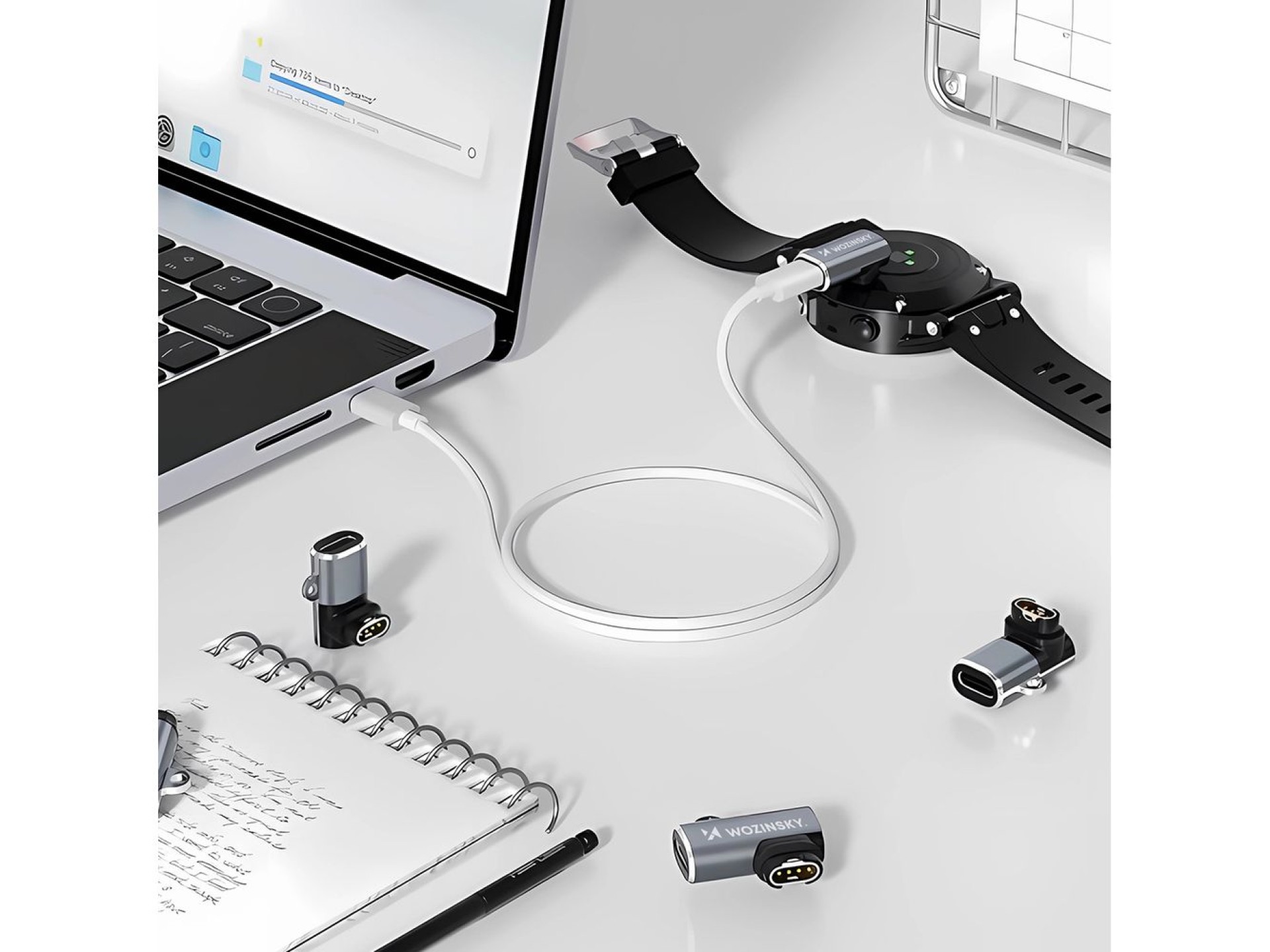 Adaptador USB-C Wozinsky WAYGS1 para smartwatch Garmin - Cinza