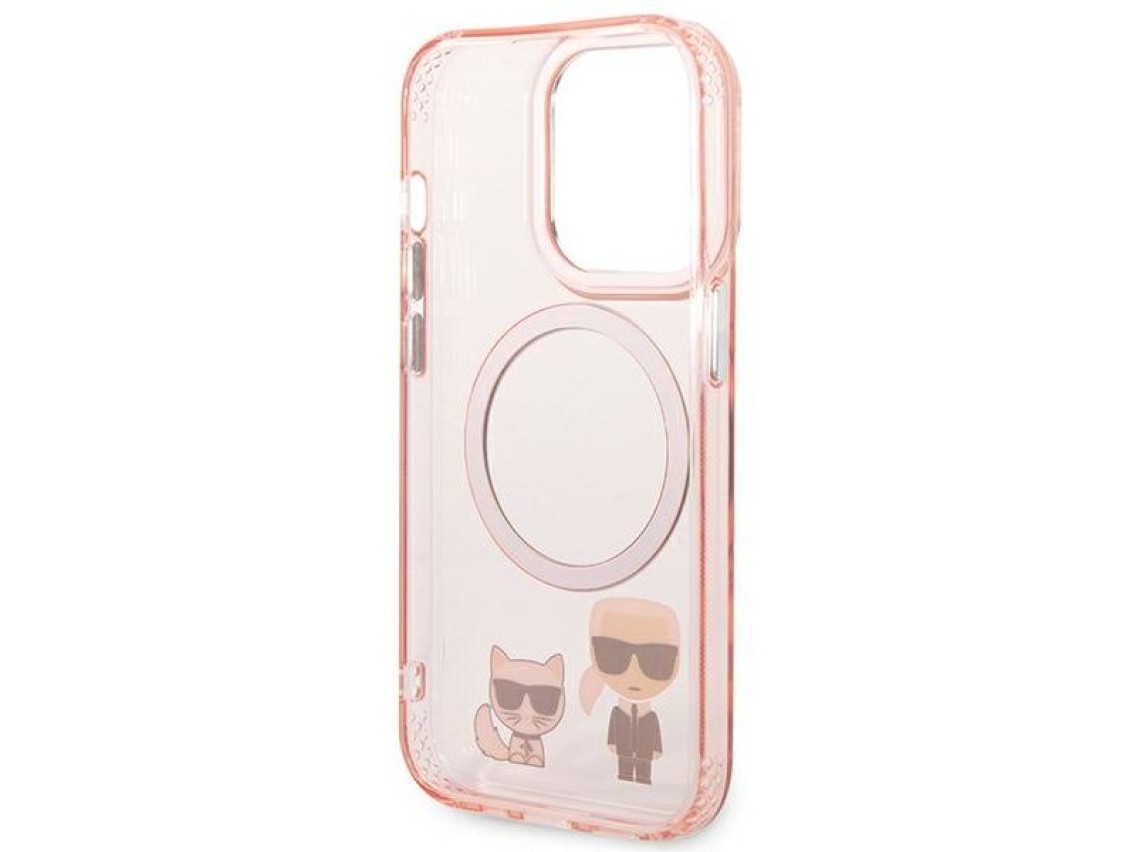 Capa rígida rosa Karl Lagerfeld KLHMP14XHKCP para iPhone 14 Pro Max 6.7 / Magsafe de alumínio rosa K