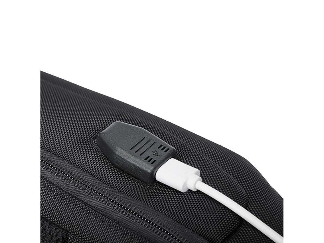 Mochila urbana premium Wozinsky com alça única, sistema antifurto, organizador e entrada USB - Preta