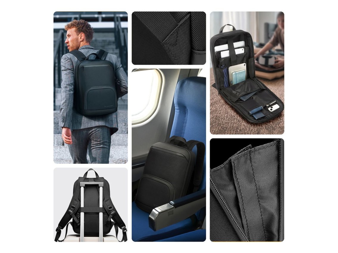 Mochila impermeável premium para laptop Wozinsky - Preta