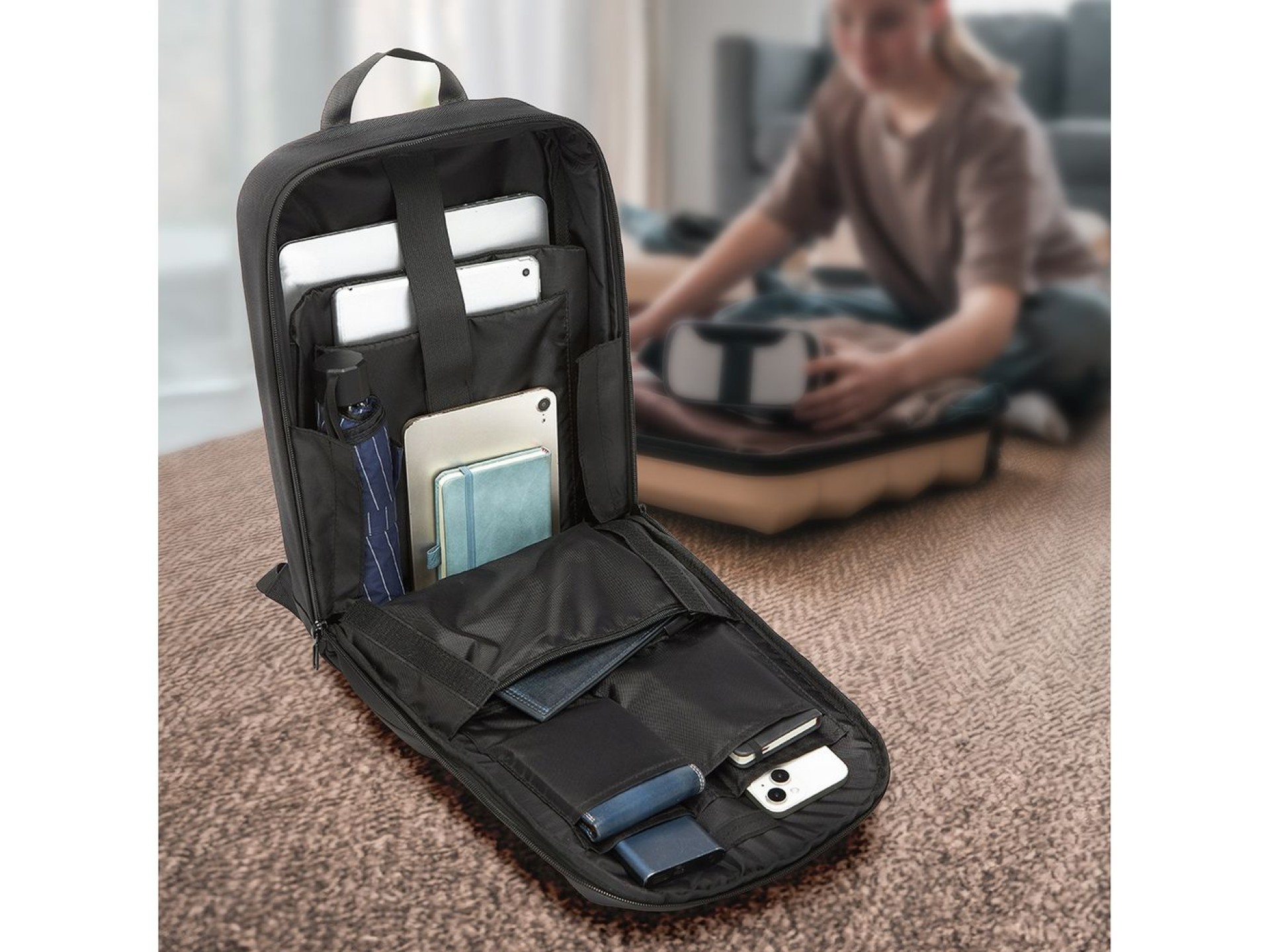 Mochila impermeável premium para laptop Wozinsky - Preta