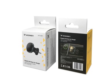 Suporte para carro Wozinsky WCT5-Q6S2Y com carregador indutivo Qi/MagSafe de 15 W para grade de vent Suporte para carro Wozinsky WCT5-Q6S2Y com carregador indutivo Qi/MagSafe de 15 W para grade de vent