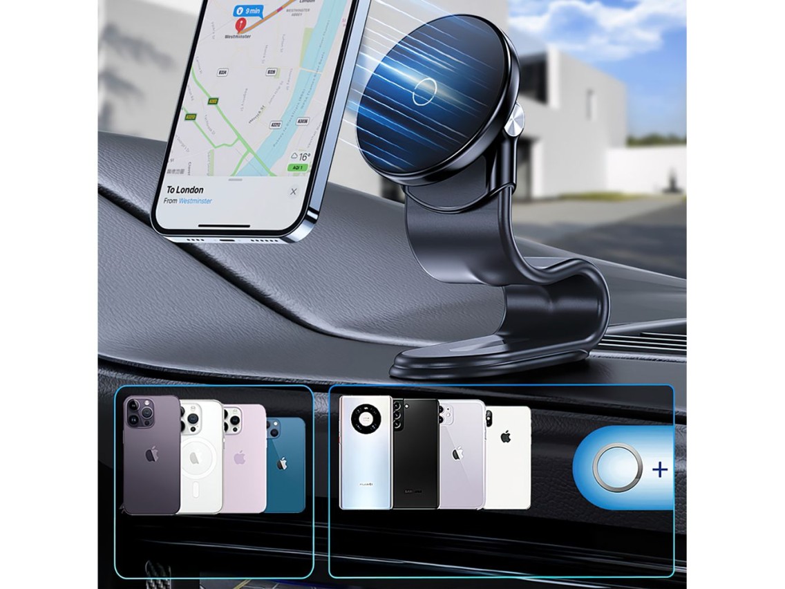 Suporte magnético para carro Wozinsky WCZ2Y2S com carregador indutivo MagSafe de 15 W para painel do