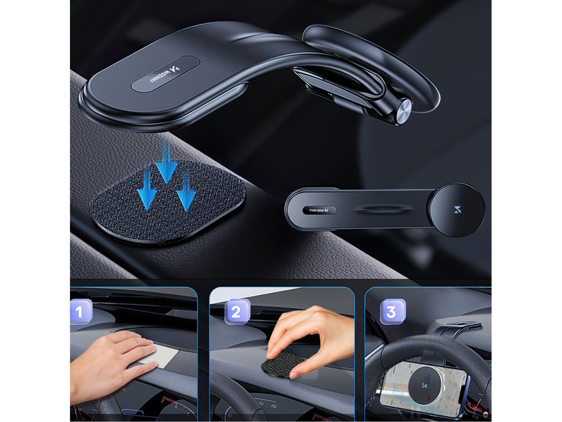 Suporte magnético para carro Wozinsky WCZ2Y2S com carregador indutivo MagSafe de 15 W para painel do