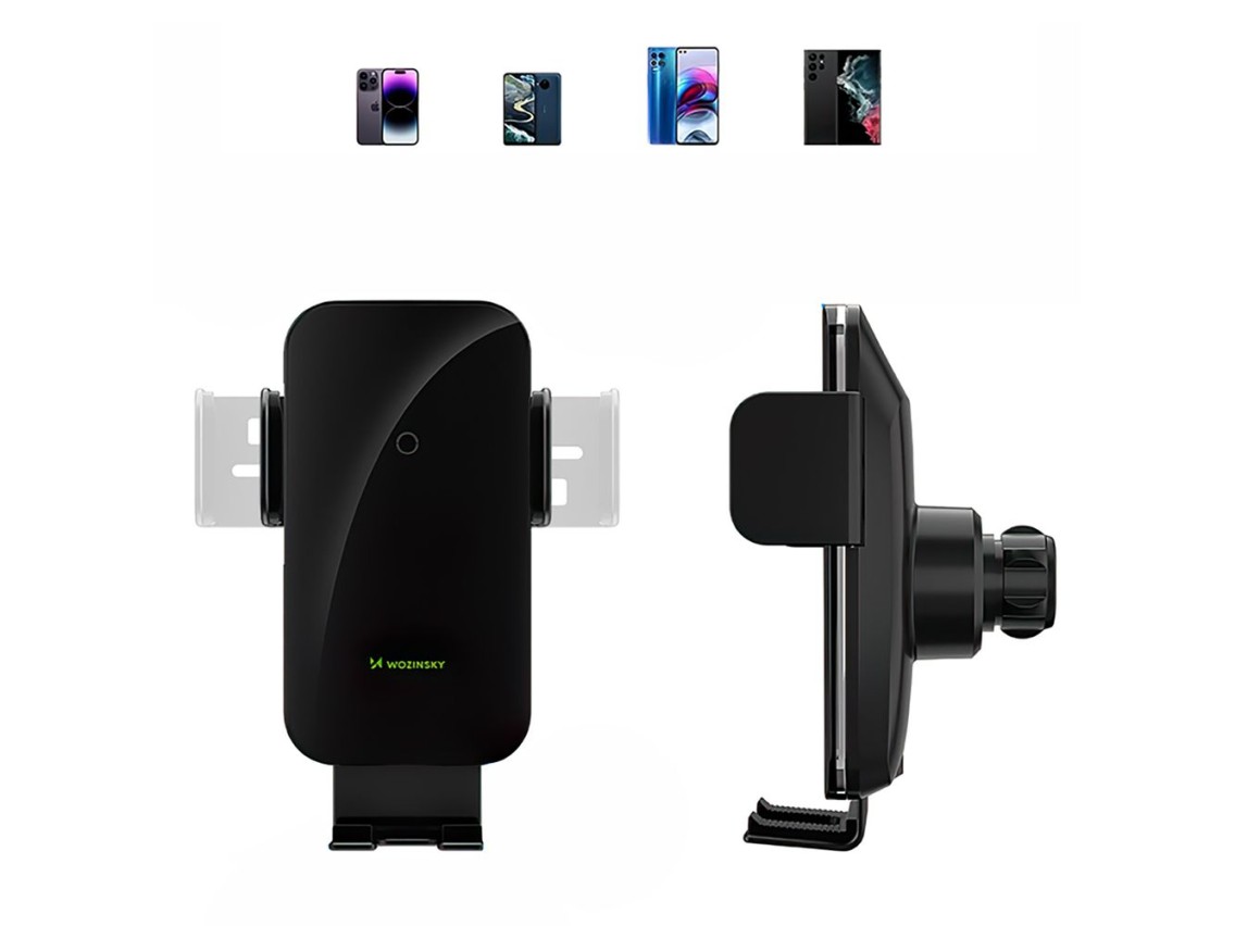 Wozinsky WEDZ-3Y8S clamp car holder with 15W inductive charger for phone on the air vent - black