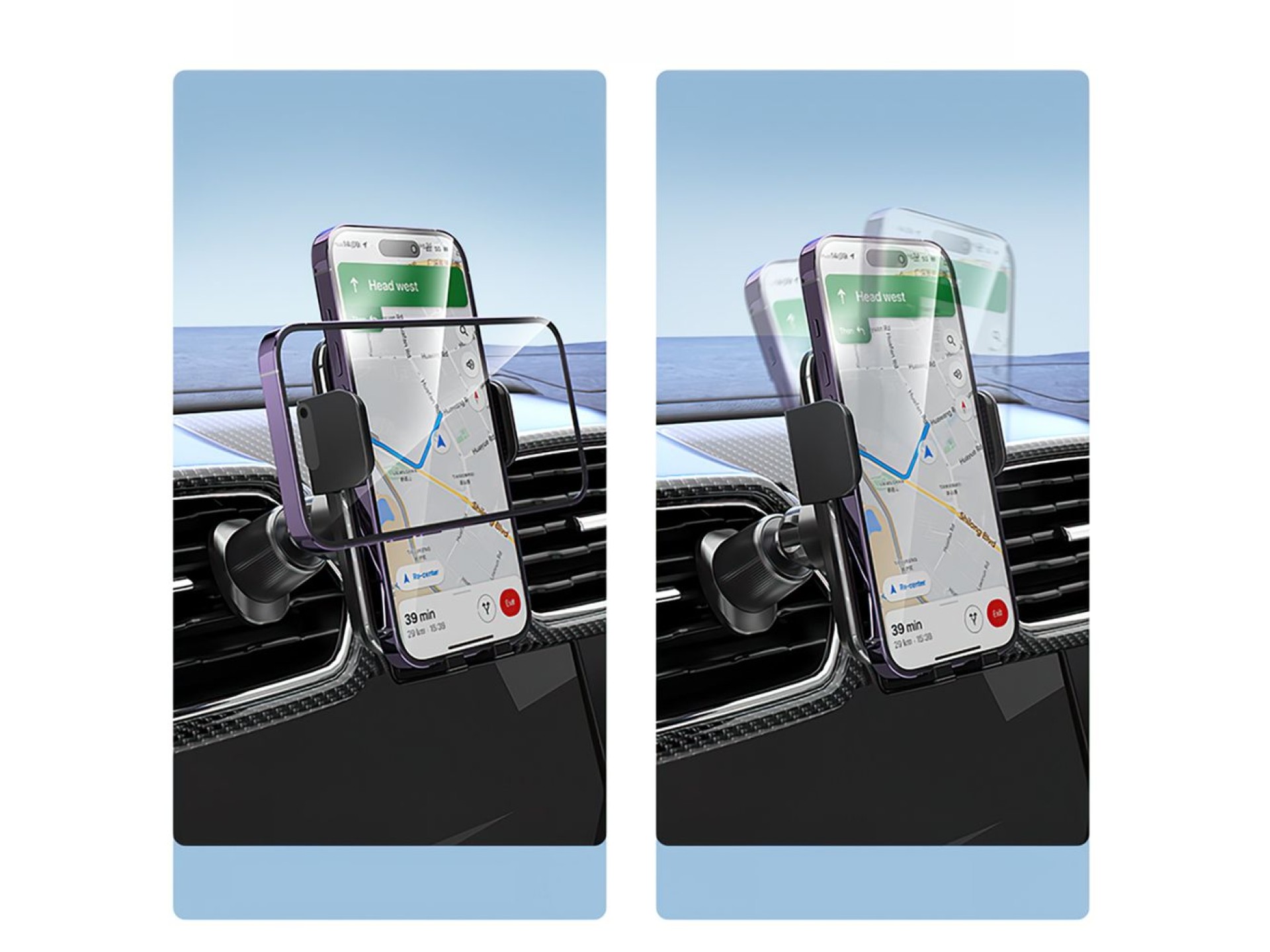 Soporte para coche Wozinsky WEDZ-3Y8S con cargador inductivo de 15 W para teléfono en la rejilla de