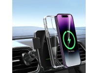 Wozinsky WEDZ-3Y8S clamp car holder with 15W inductive charger for phone on the air vent - black Wozinsky WEDZ-3Y8S clamp car holder with 15W inductive charger for phone on the air vent - black