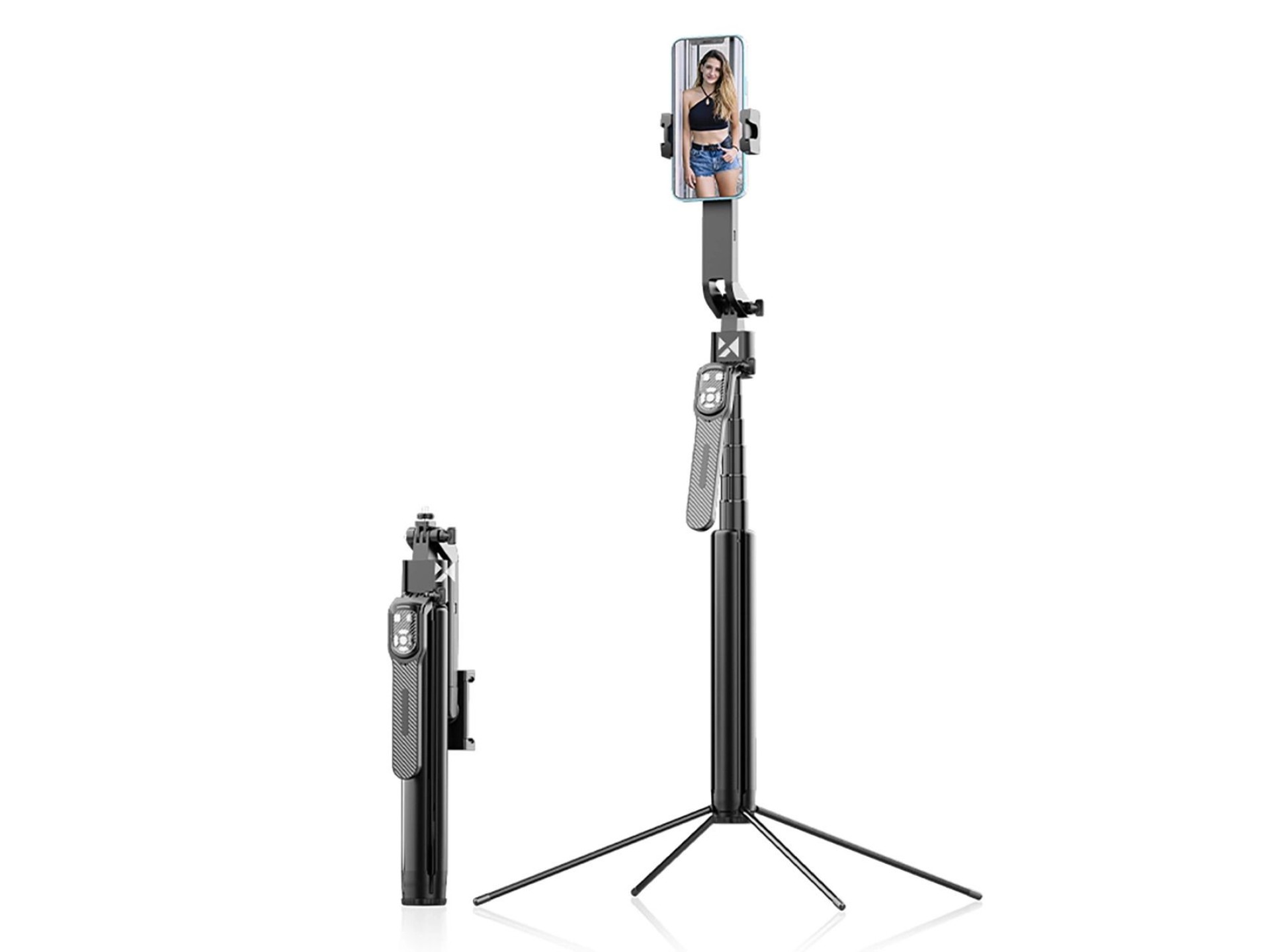 Palo selfie Wozinsky WST-360YS con función de trípode, seguimiento facial automático por IA de 360°