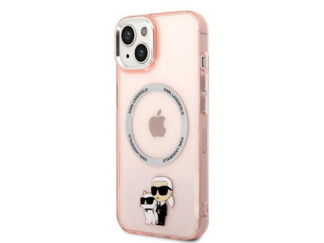 Funda rígida Karl Lagerfeld KLHMP14SHNKCIP para iPhone 14 de 6,1" rosa/rosa. Icónica funda Karl&Chou