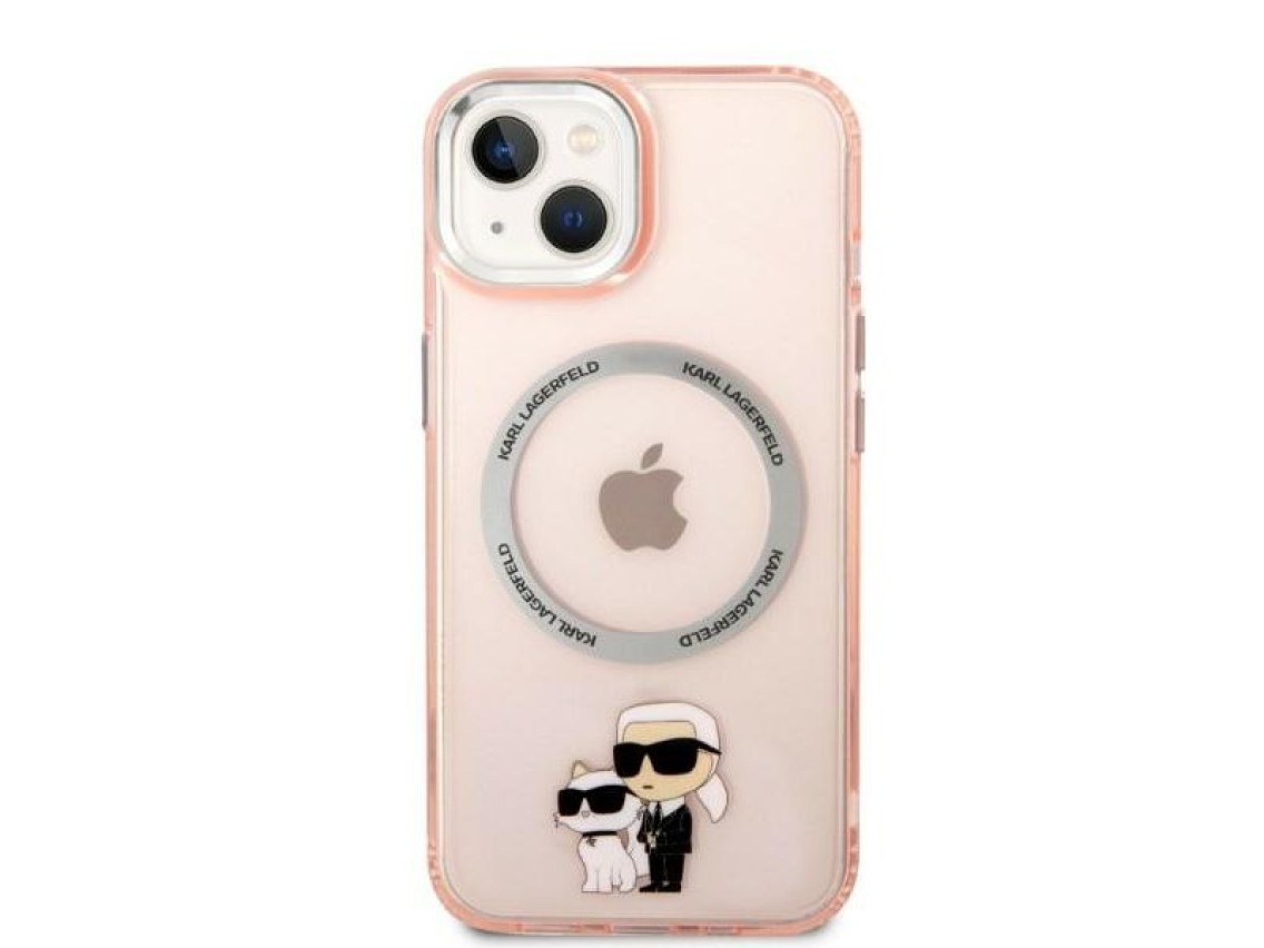 Funda rígida Karl Lagerfeld KLHMP14SHNKCIP para iPhone 14 de 6,1" rosa/rosa. Icónica funda Karl&Chou