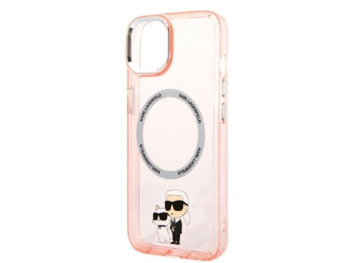 Funda rígida Karl Lagerfeld KLHMP14SHNKCIP para iPhone 14 de 6,1" rosa/rosa. Icónica funda Karl&Chou