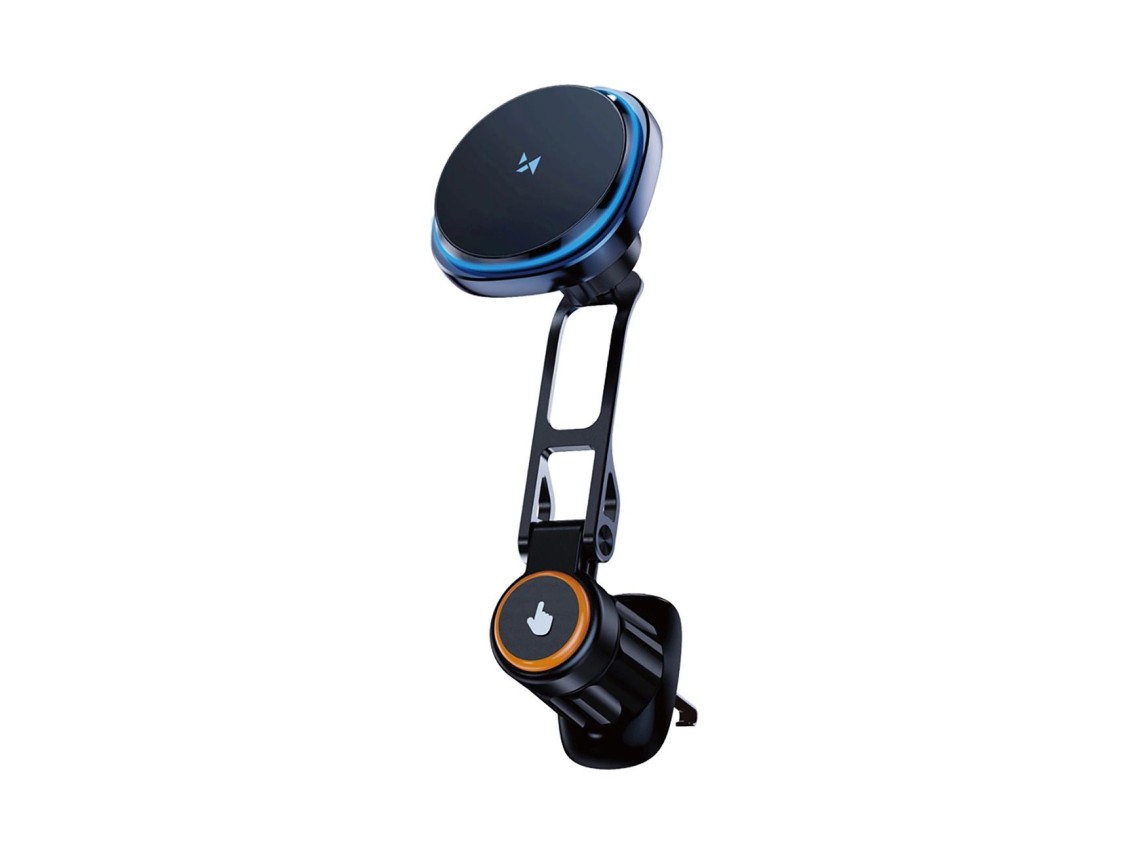 Wozinsky WCT5-6S2Y Car Holder with Qi/MagSafe 15W Wireless Charger and Air Vent Fan - Black