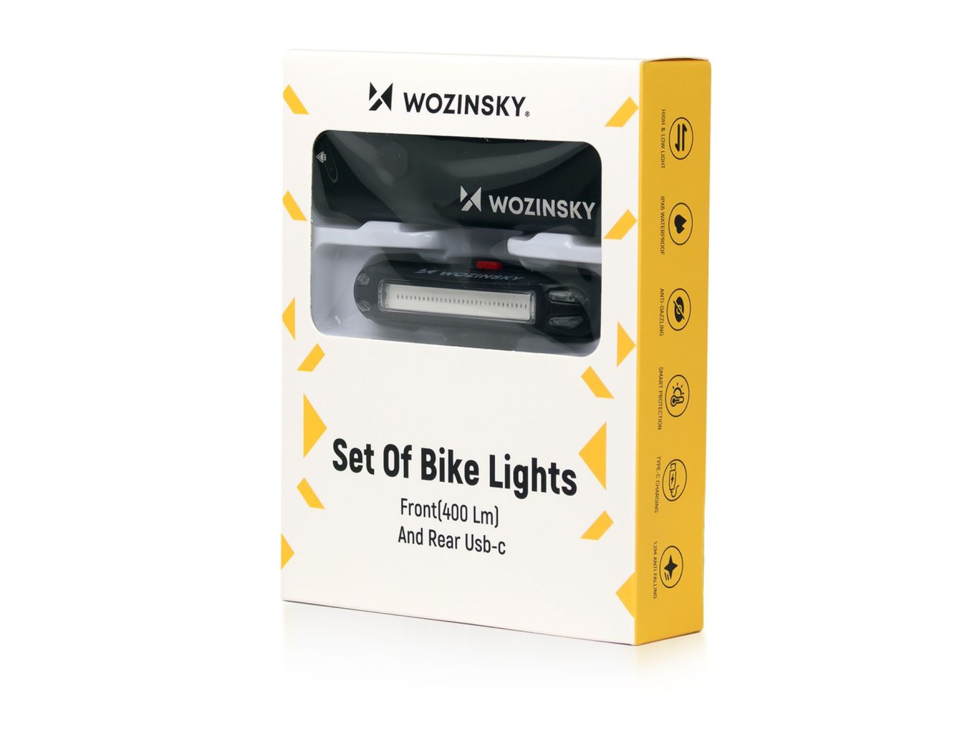 Juego de luces delanteras (400 lm) y traseras USB-C para bicicleta Wozinsky WSBLB2 - Negro