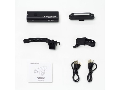 Juego de luces delanteras (400 lm) y traseras USB-C para bicicleta Wozinsky WSBLB2 - Negro