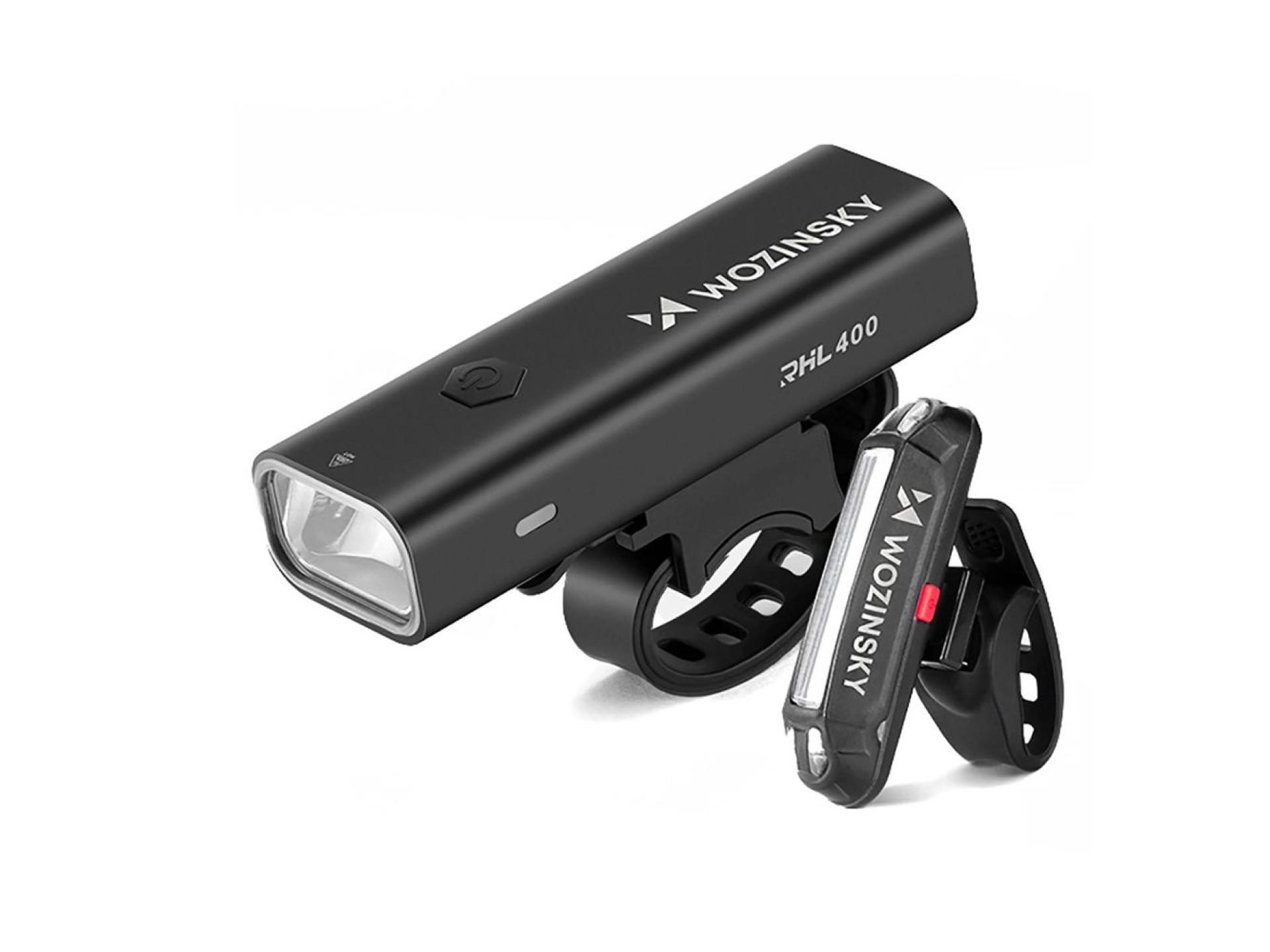 Juego de luces delanteras (400 lm) y traseras USB-C para bicicleta Wozinsky WSBLB2 - Negro