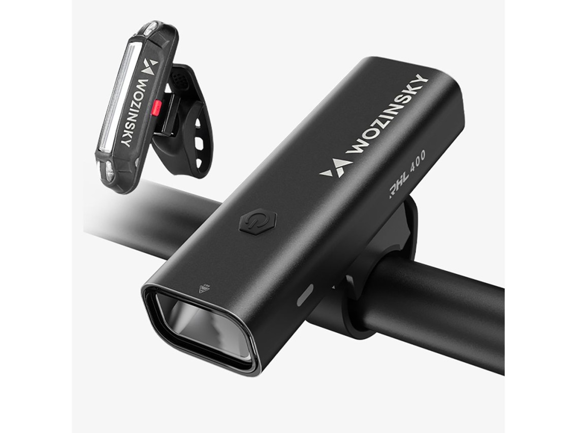 Juego de luces delanteras (400 lm) y traseras USB-C para bicicleta Wozinsky WSBLB2 - Negro