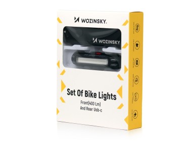 Juego de luces delanteras (400 lm) y traseras USB-C para bicicleta Wozinsky WSBLB2 - Negro