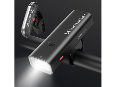 Juego de luces delanteras (400 lm) y traseras USB-C para bicicleta Wozinsky WSBLB2 - Negro