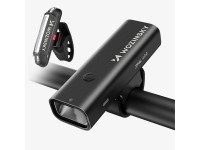 Juego de luces delanteras (400 lm) y traseras USB-C para bicicleta Wozinsky WSBLB2 - Negro Juego de luces delanteras (400 lm) y traseras USB-C para bicicleta Wozinsky WSBLB2 - Negro