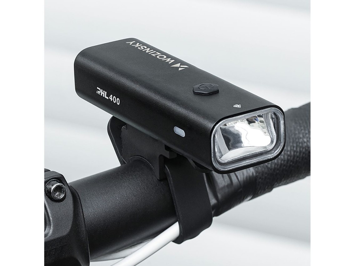 Juego de luces delanteras (400 lm) y traseras USB-C para bicicleta Wozinsky WSBLB2 - Negro