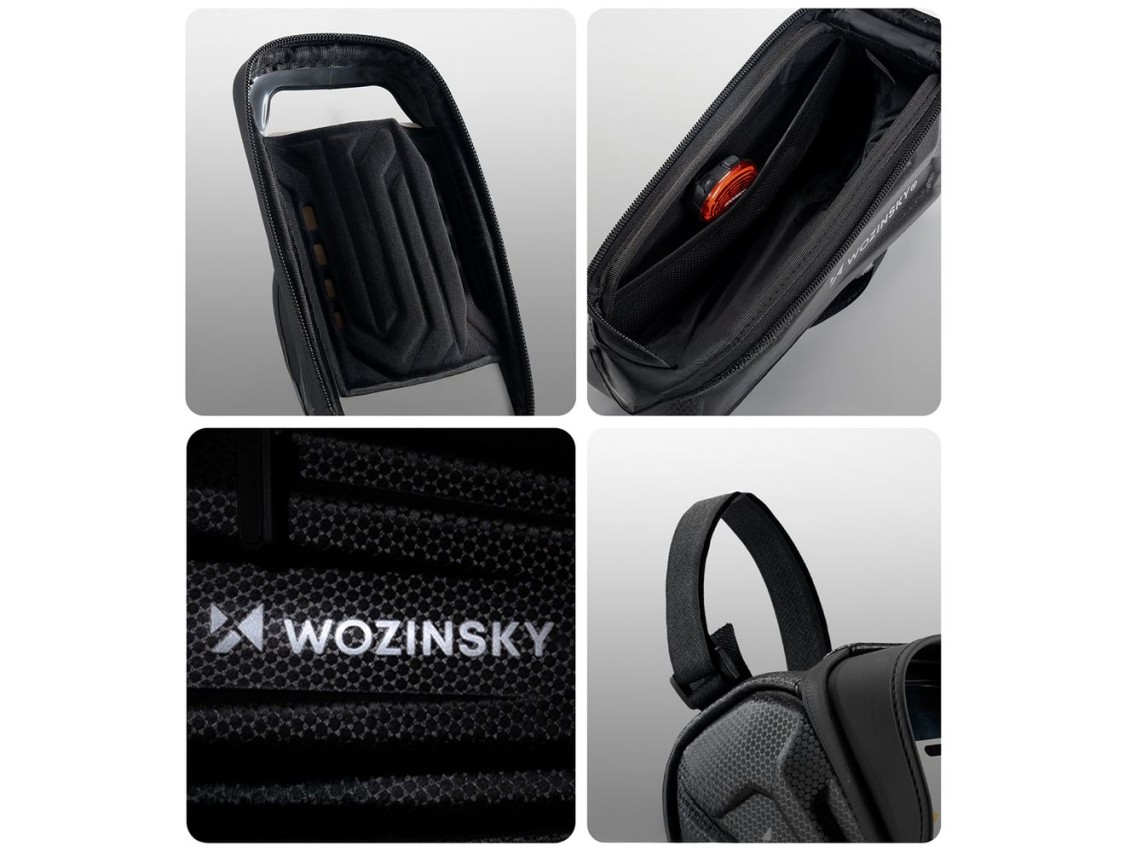 Bolsa para bicicleta Wozinsky para el cuadro, reforzada, con bolsillo para el teléfono, 1,7 l - negr
