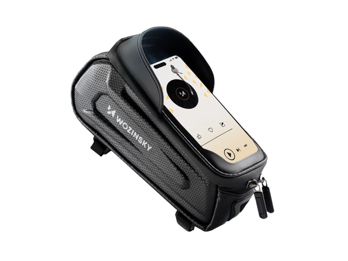Bolsa para bicicleta Wozinsky para el cuadro, reforzada, con bolsillo para el teléfono, 1,7 l - negr