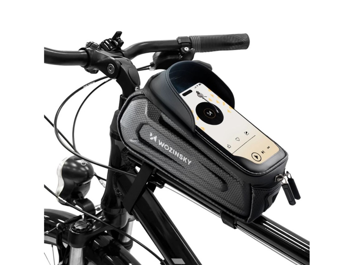 Bolsa para bicicleta Wozinsky para el cuadro, reforzada, con bolsillo para el teléfono, 1,7 l - negr