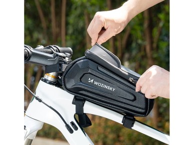 Bolsa para bicicleta Wozinsky para el cuadro, reforzada, con bolsillo para el teléfono, 1,7 l - negr Bolsa para bicicleta Wozinsky para el cuadro, reforzada, con bolsillo para el teléfono, 1,7 l - negr