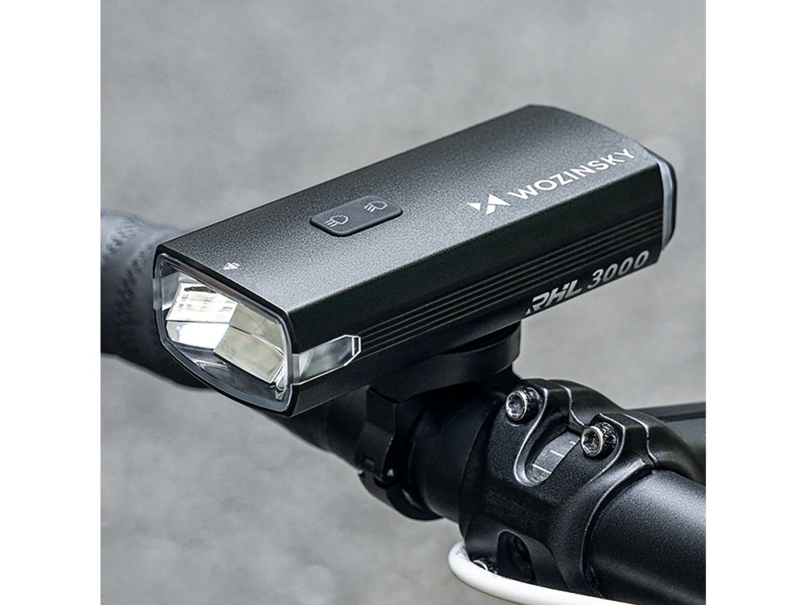 Wozinsky Front Bike Light + USB-C Cable (3000 lm) - Black