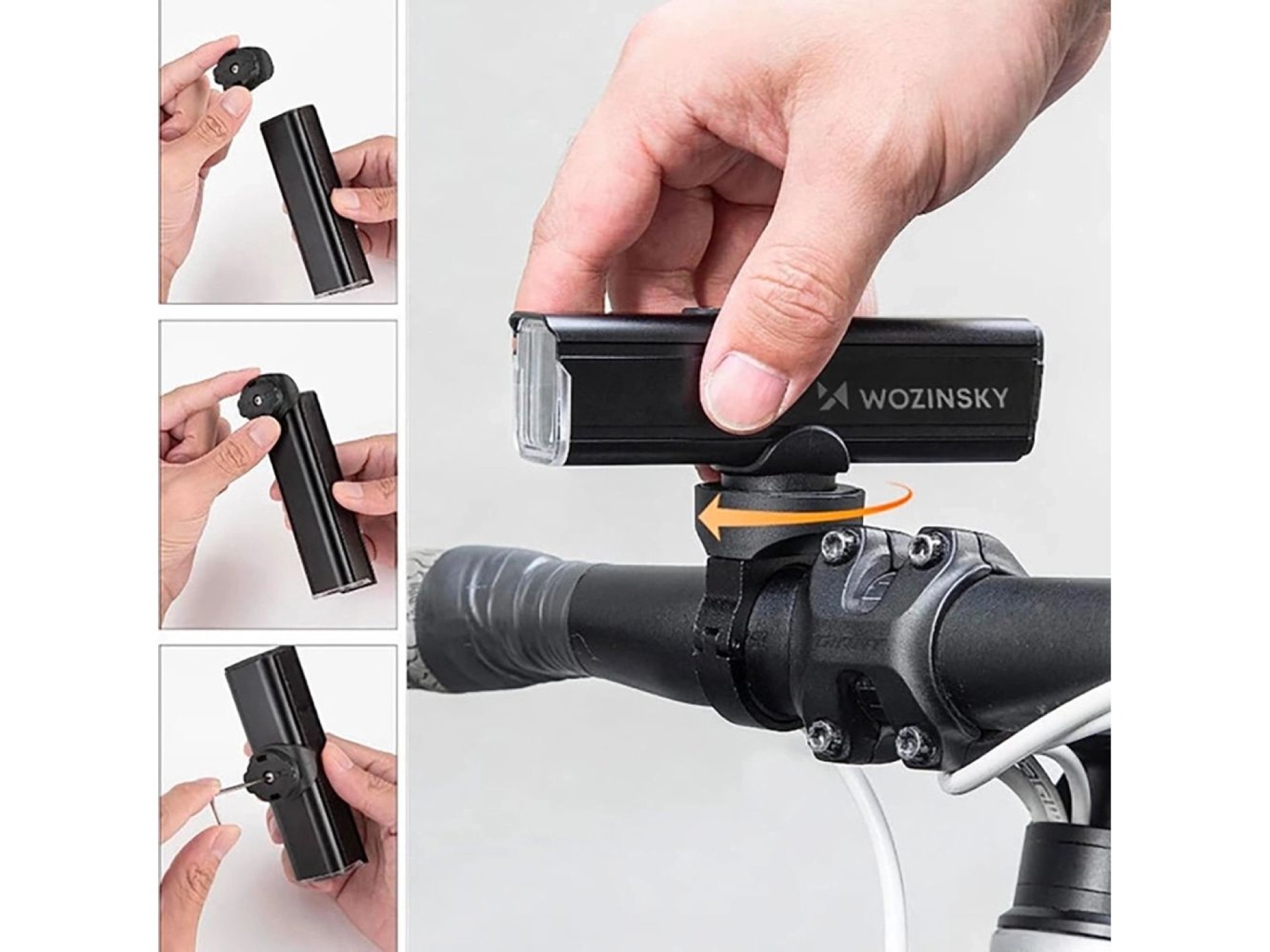 Juego de luces delanteras (1000 lm) y traseras USB-C para bicicleta Wozinsky WSBLB3 - Negro