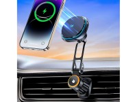 Wozinsky WCT5-6S2Y Car Holder with Qi/MagSafe 15W Wireless Charger and Air Vent Fan - Black Wozinsky WCT5-6S2Y Car Holder with Qi/MagSafe 15W Wireless Charger and Air Vent Fan - Black