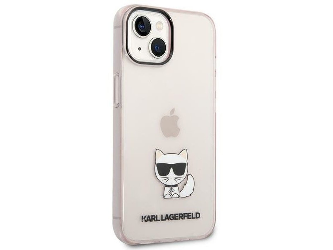 Karl Lagerfeld Transparent Choupette Body Case for iPhone 14 Plus / 15 Plus 6.7" - Pink