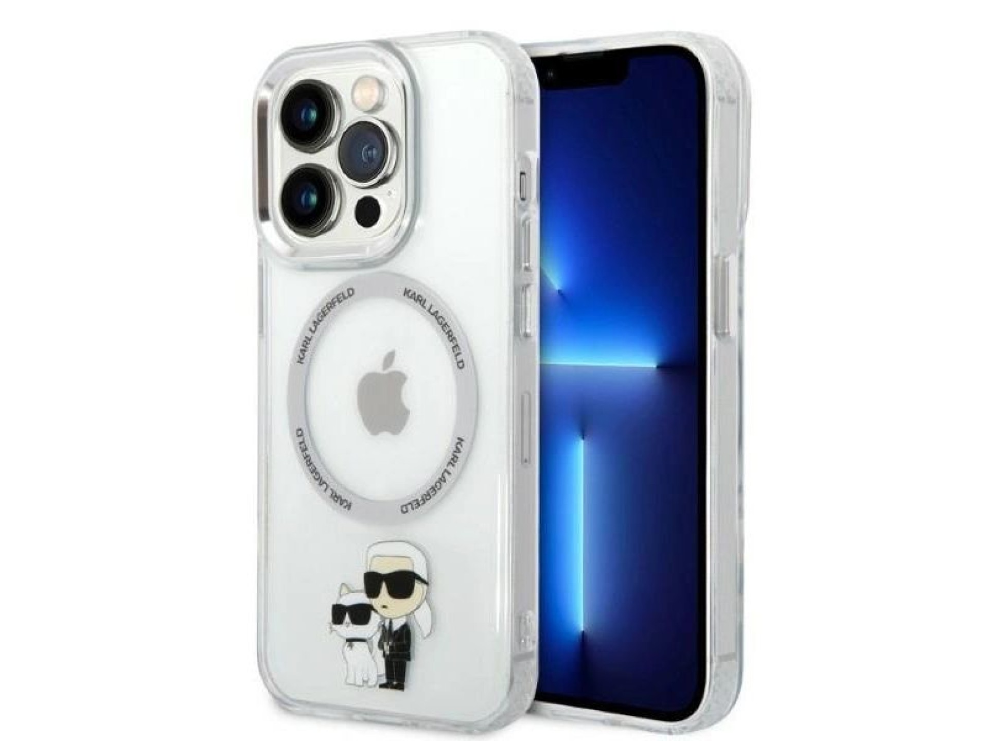 Funda Karl&Choupette MagSafe icónica de Karl Lagerfeld para iPhone 14 Pro - transparente