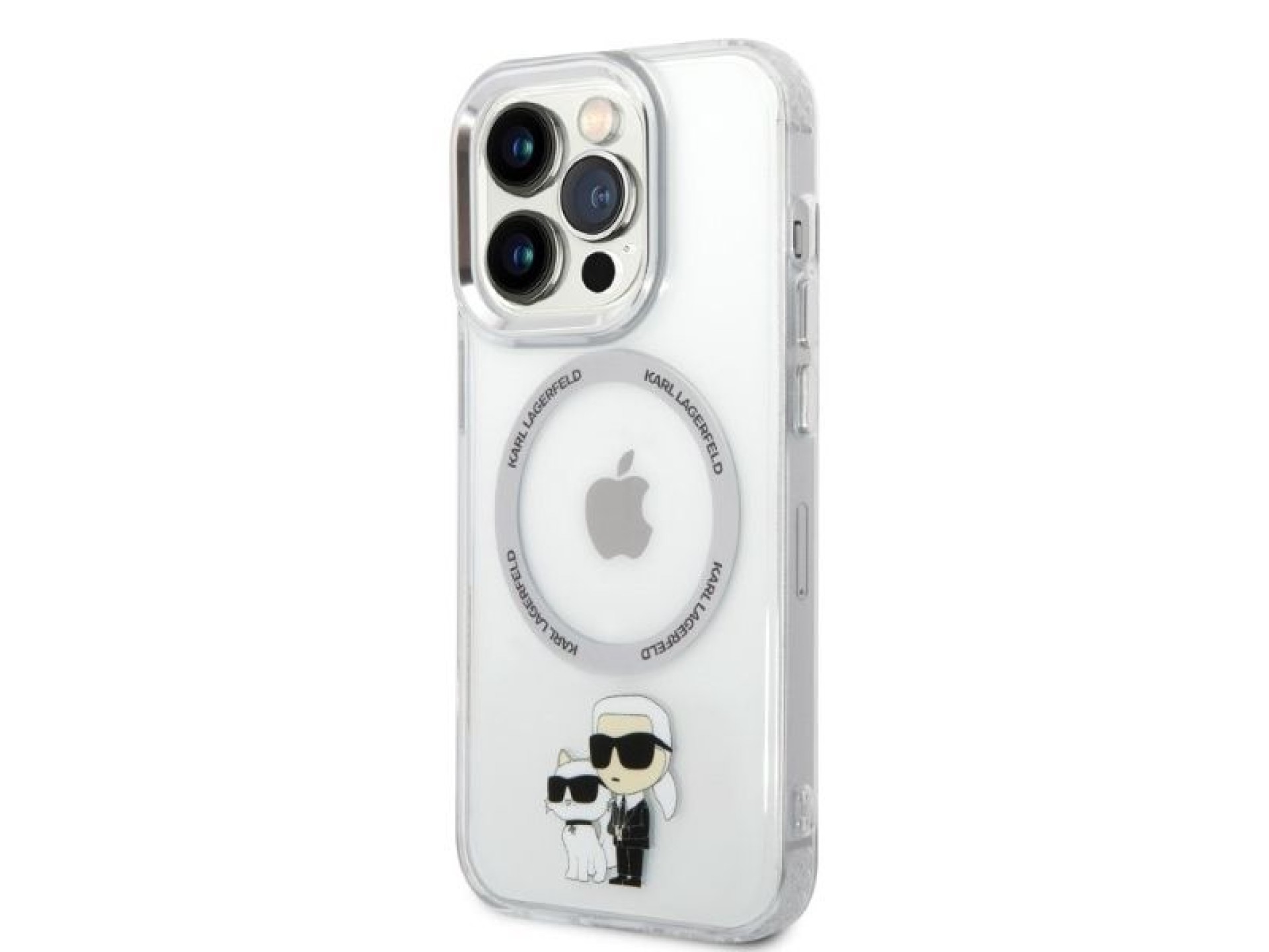 Funda Karl&Choupette MagSafe icónica de Karl Lagerfeld para iPhone 14 Pro - transparente