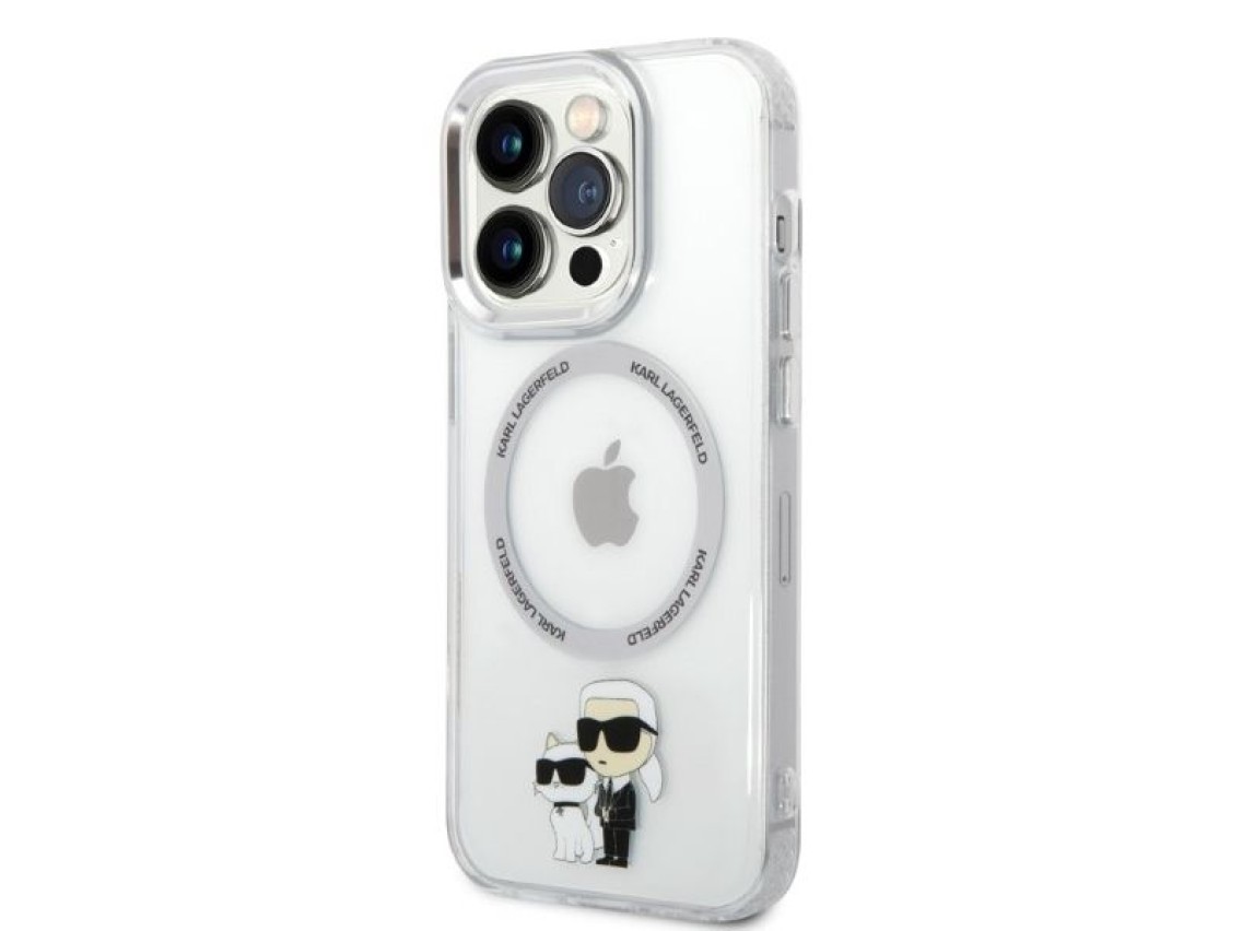 Funda Karl&Choupette MagSafe icónica de Karl Lagerfeld para iPhone 14 Pro - transparente