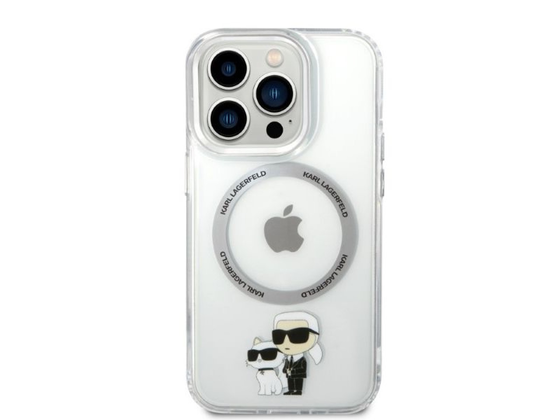 Funda Karl&Choupette MagSafe icónica de Karl Lagerfeld para iPhone 14 Pro - transparente