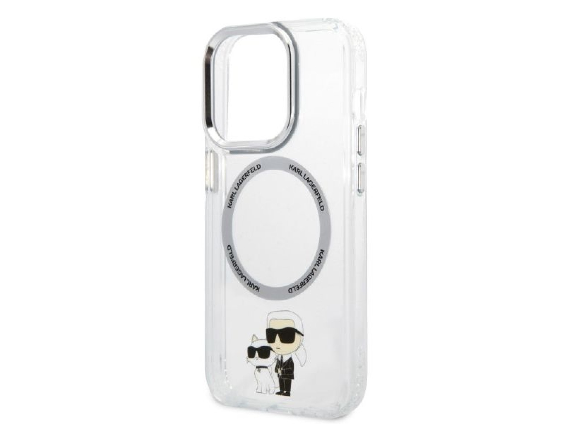 Funda Karl&Choupette MagSafe icónica de Karl Lagerfeld para iPhone 14 Pro - transparente